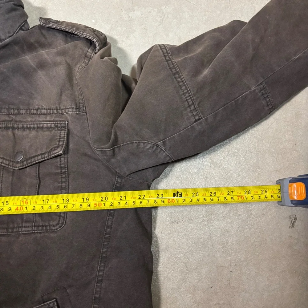 Levis Mens Sherpa Lined Utility Jacket Brown Y2K Grunge Detachable Hood Medium - Picture 6 of 7